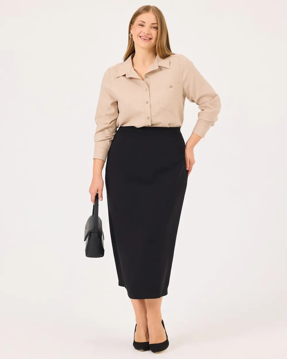 Plus Size Skirt with Slit Detail