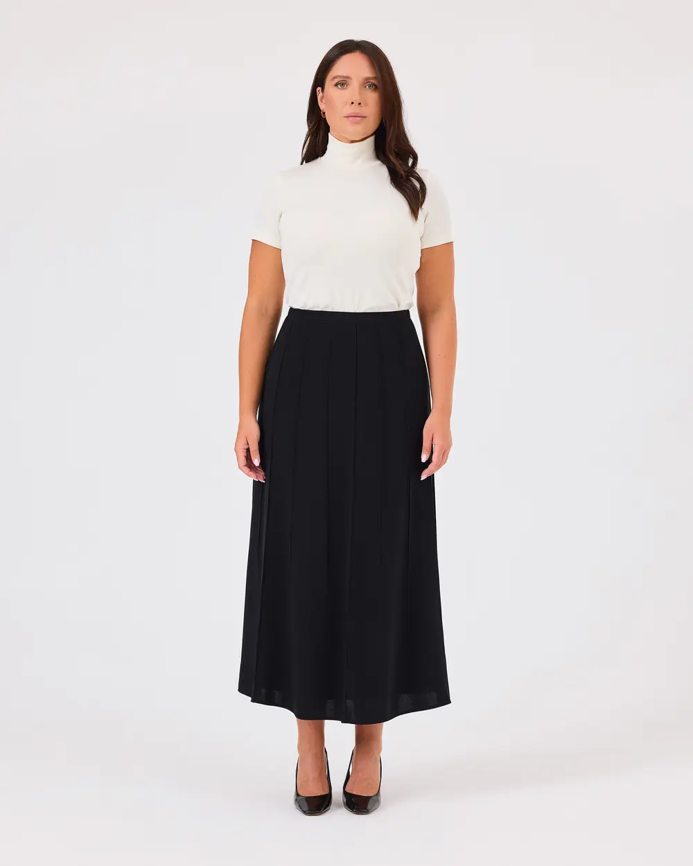 Plus Size Pleated Skirt with Zipper Detail