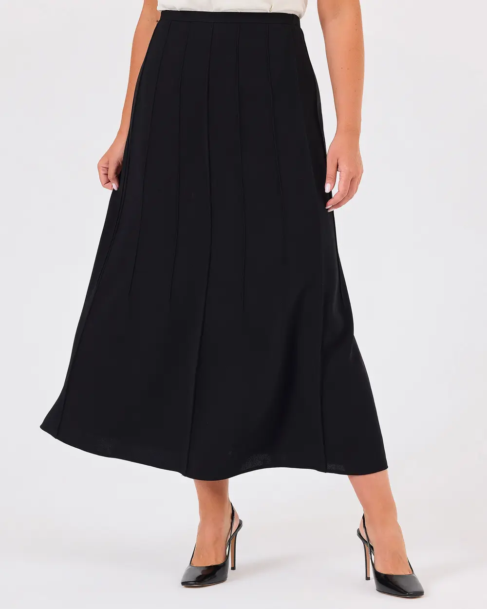 Plus Size Pleated Skirt with Zipper Detail SecilStore