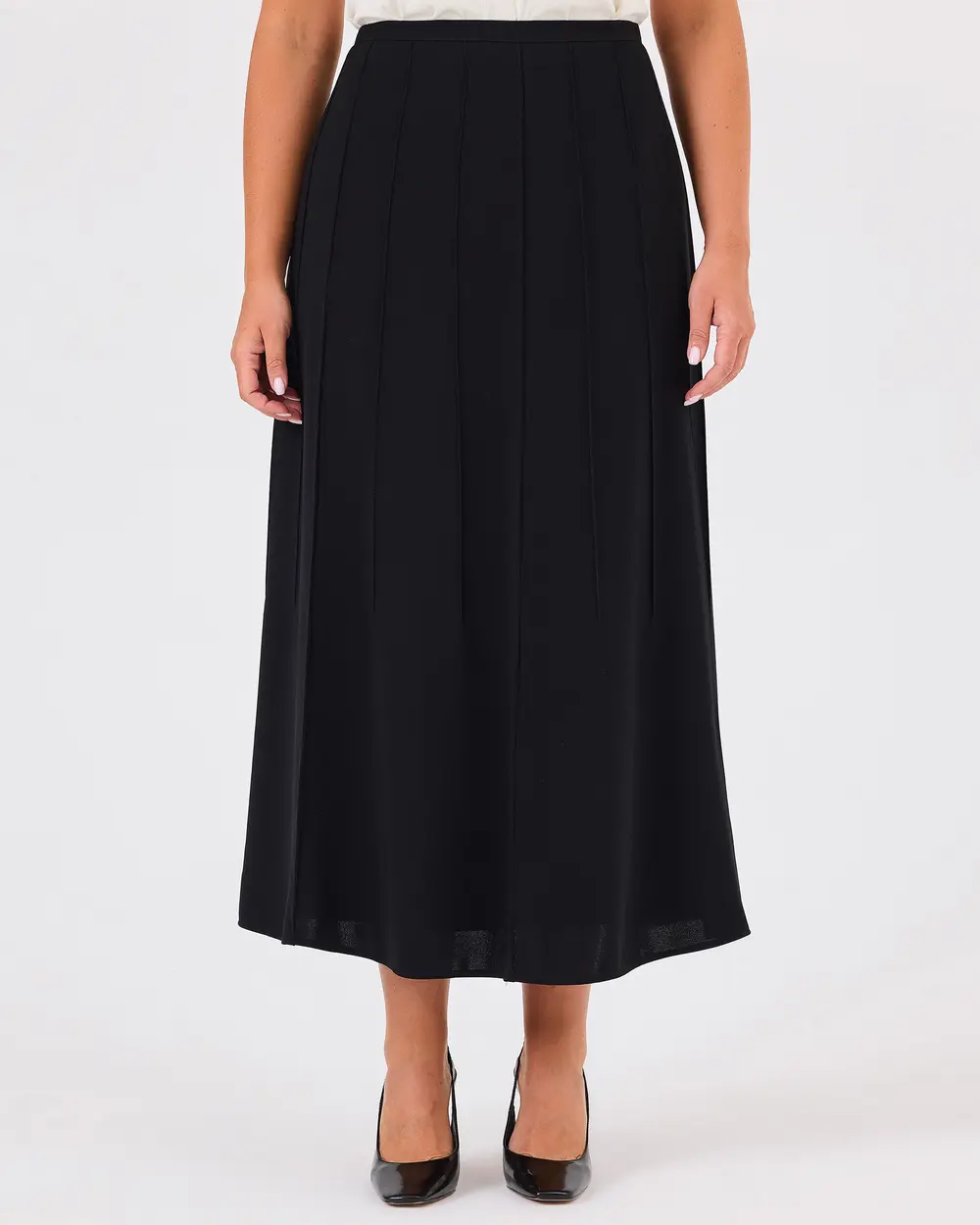 Plus size pleated black skirt best sale