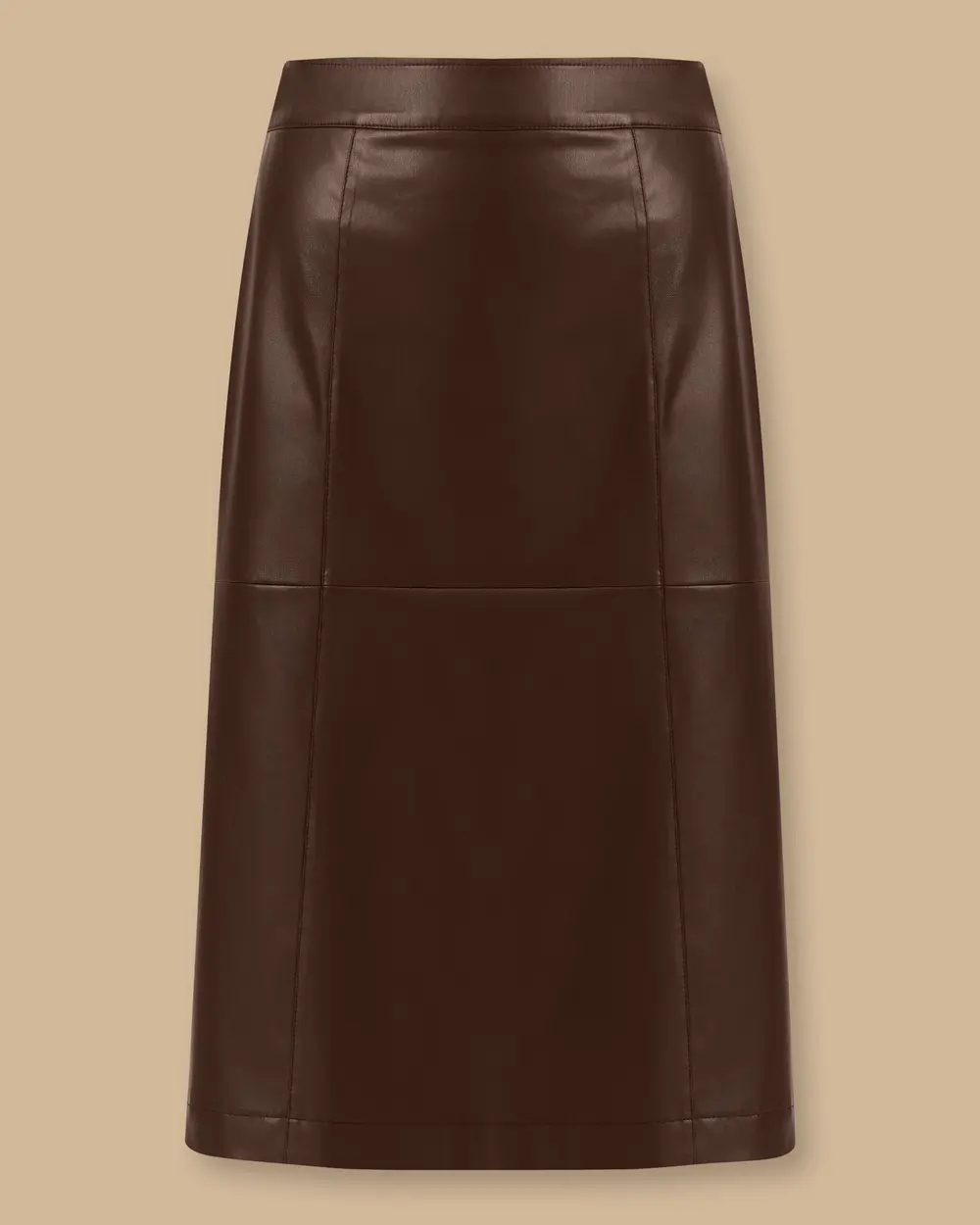 Plus Size Midi Length Faux Leather Skirt