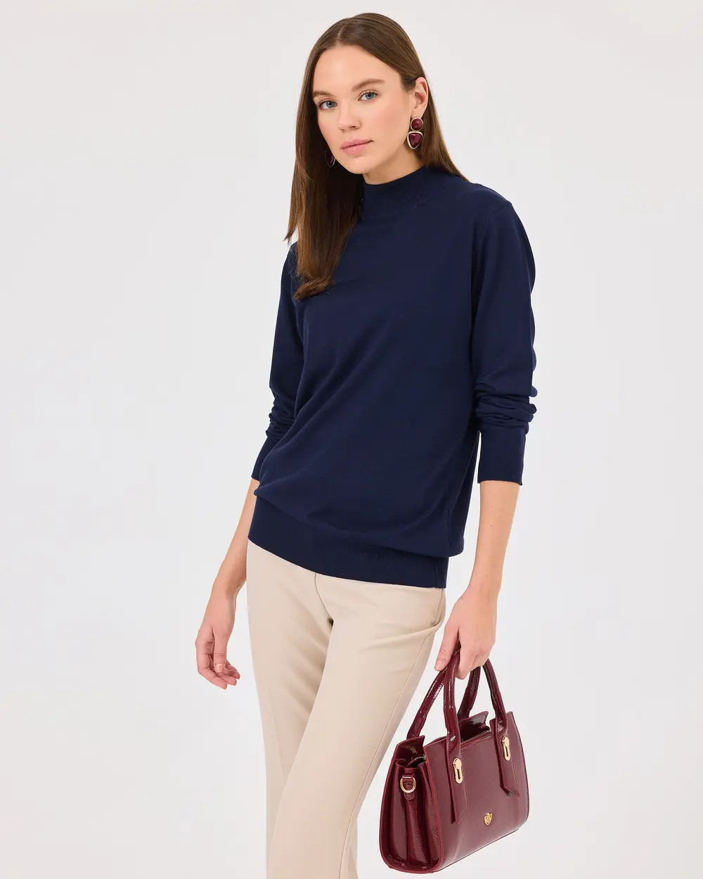 Half Turtleneck Waist Length Sweater