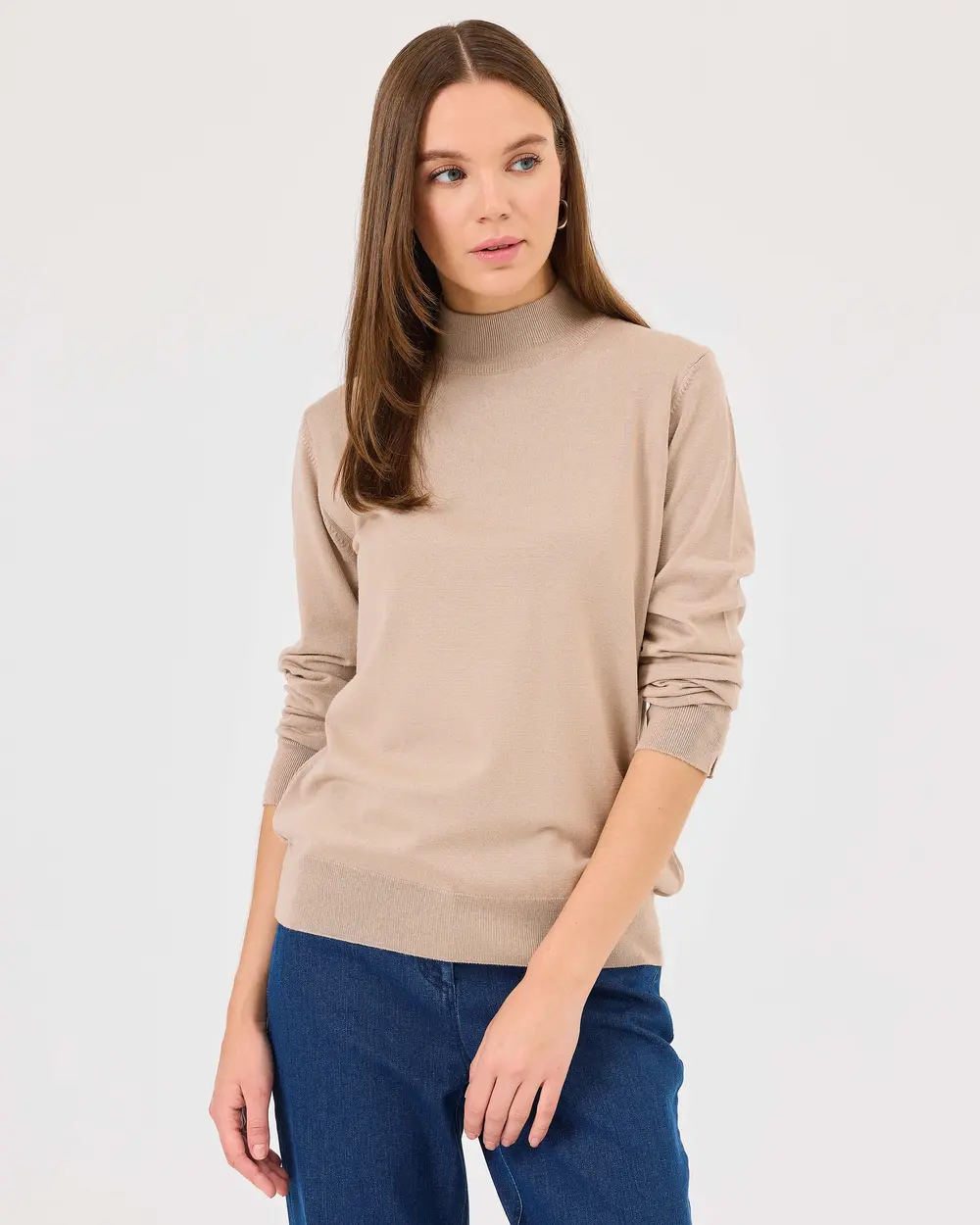 Half Turtleneck Waist Length Sweater