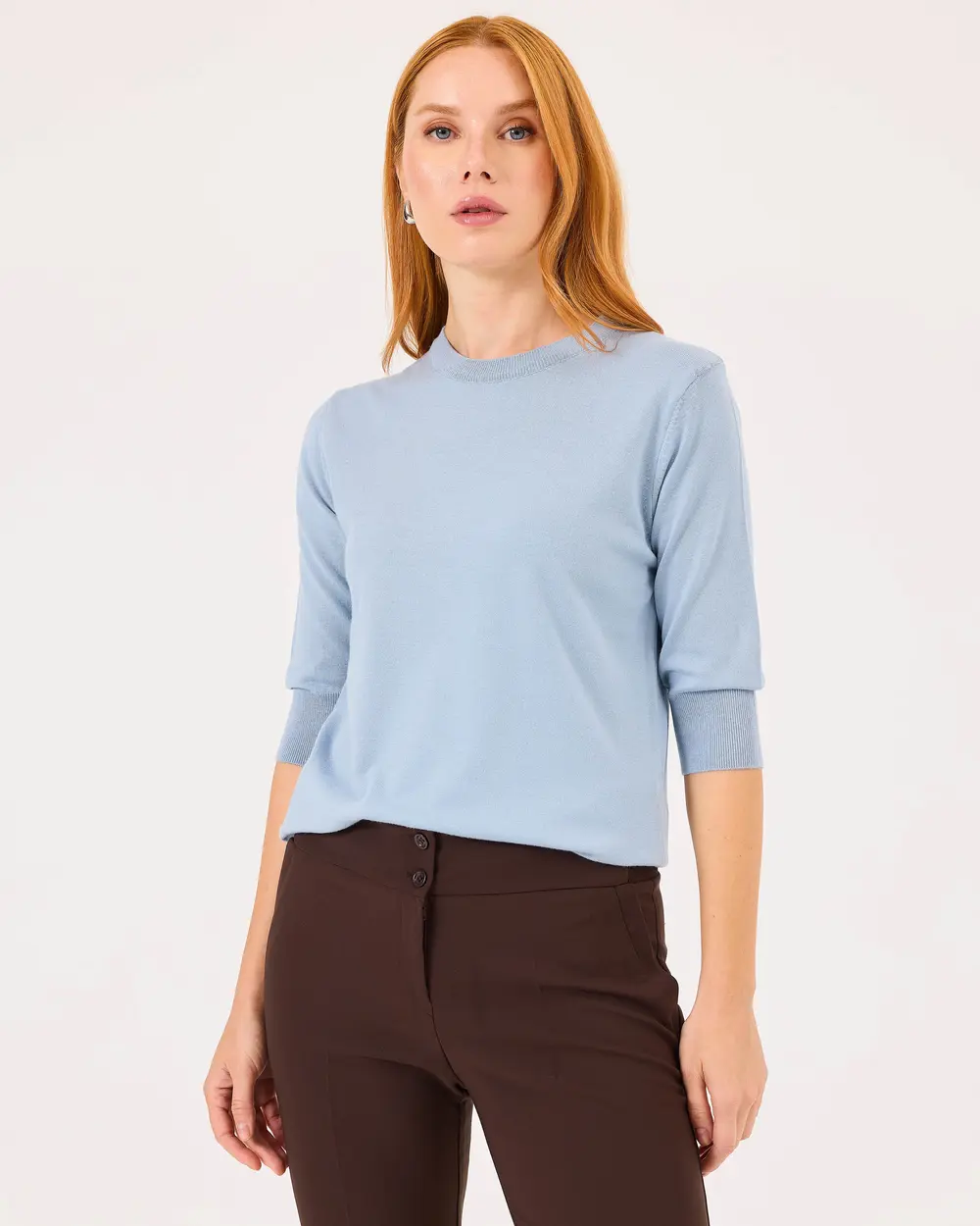 Zero Neck Waist Length Sweater Blouse