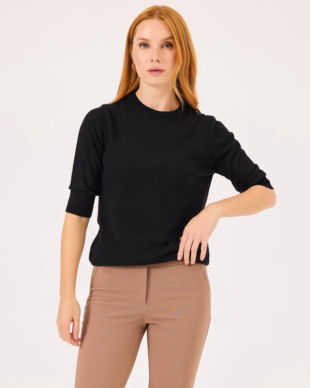 Zero Neck Waist Length Sweater Blouse