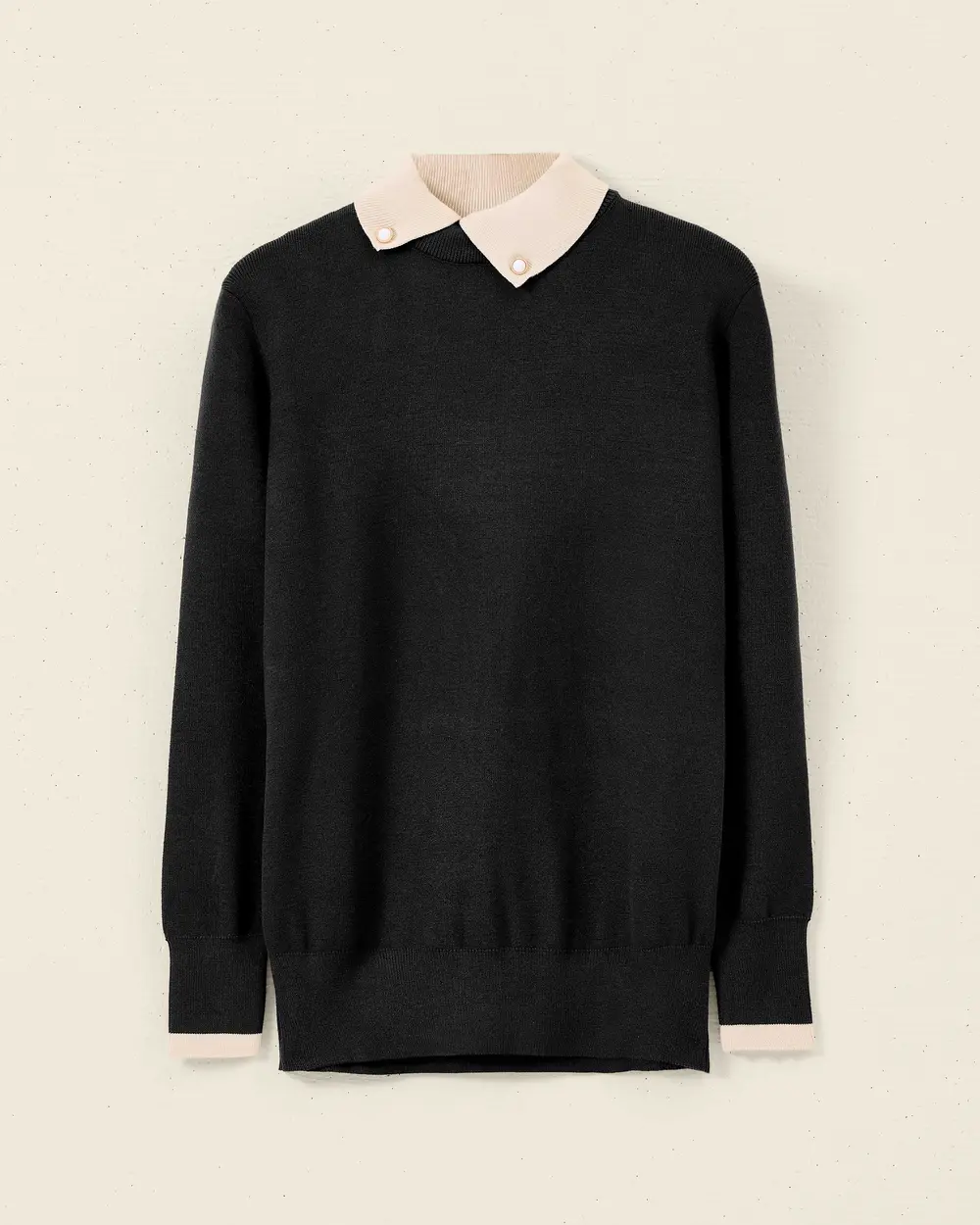 Shirt Collar Long Sleeve Knit Sweater