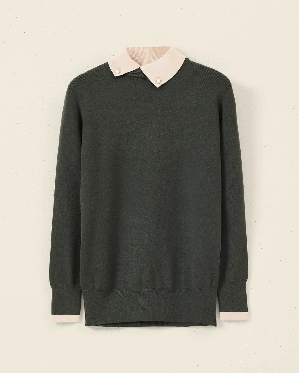 Shirt Collar Long Sleeve Knit Sweater