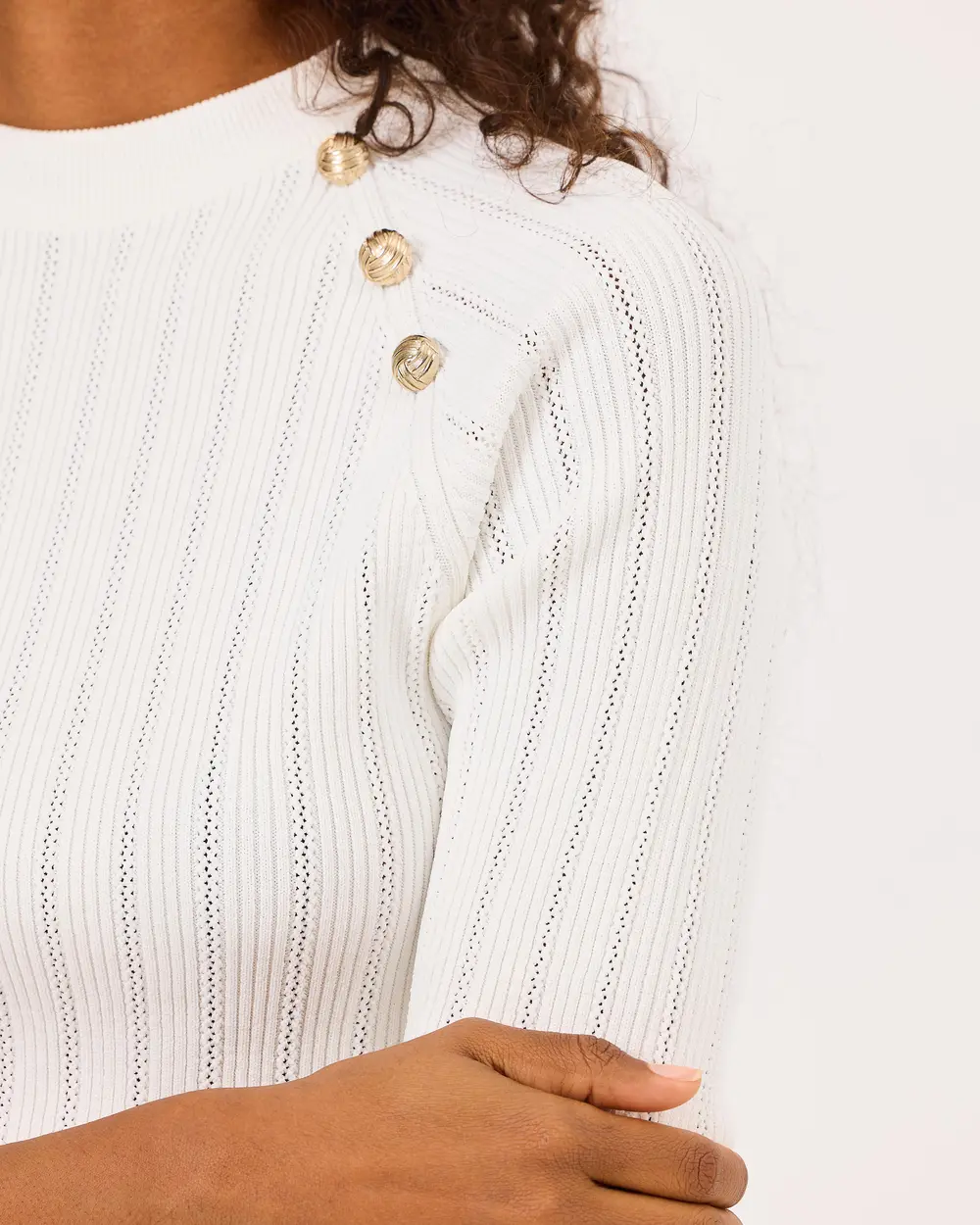 Long Sleeve Sweater Blouse with Zero Collar Accessories