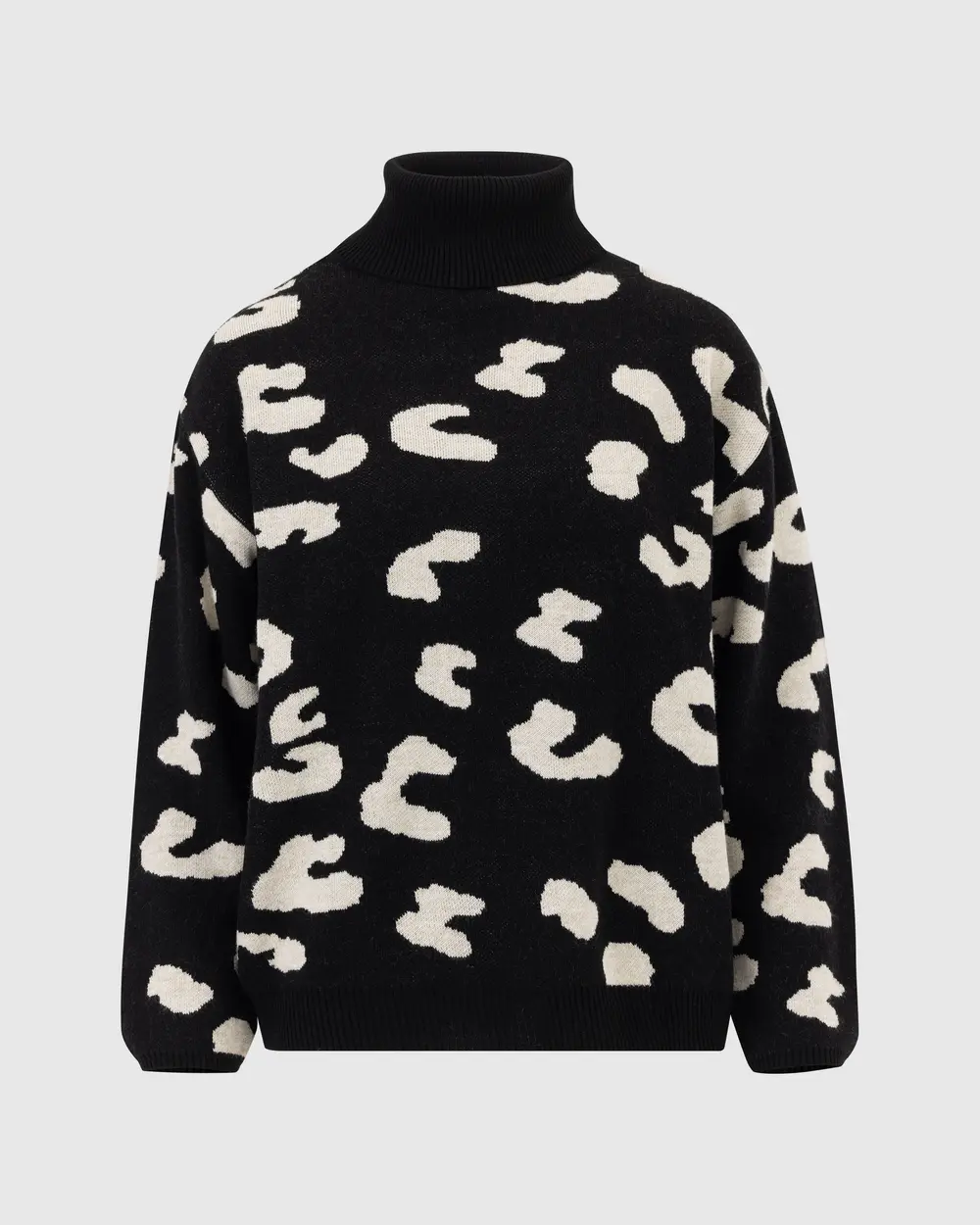 Stand Collar Zebra Pattern Sweater