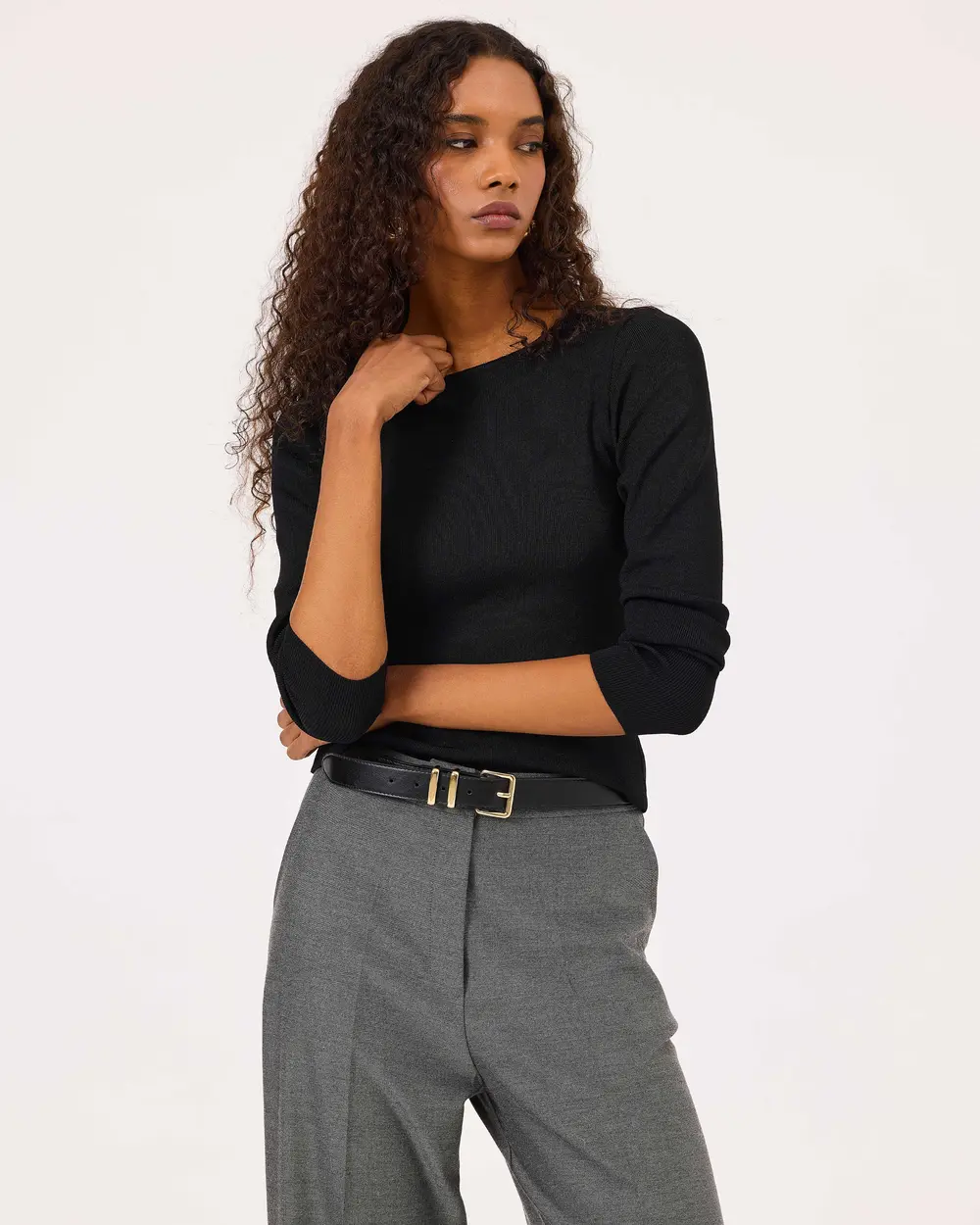 Zero Collar Waist Length Sweater