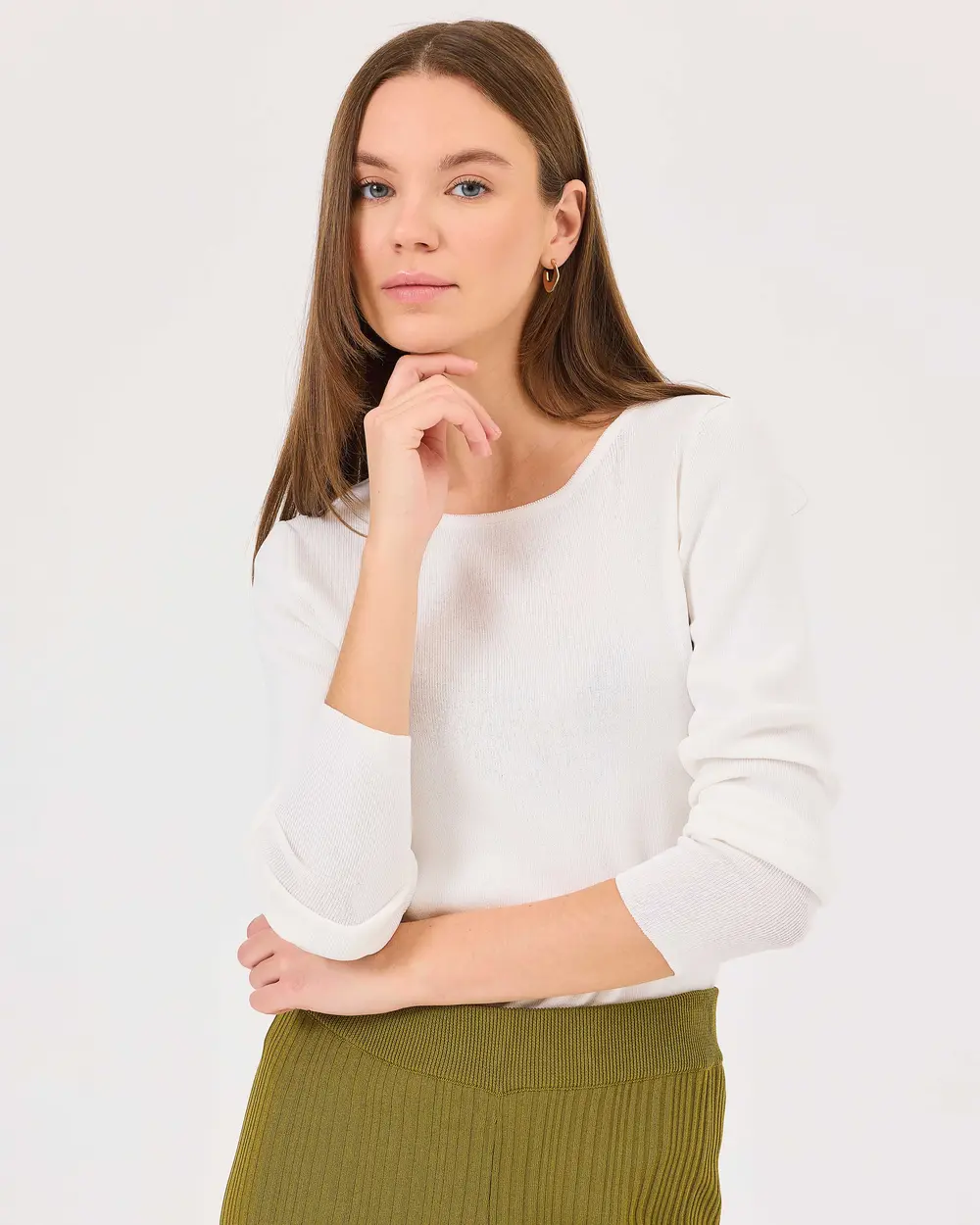 Zero Collar Waist Length Sweater