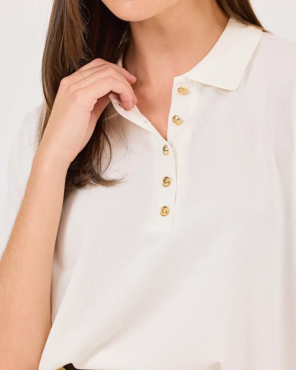 Shirt Collar Buttoned Sweater Blouse