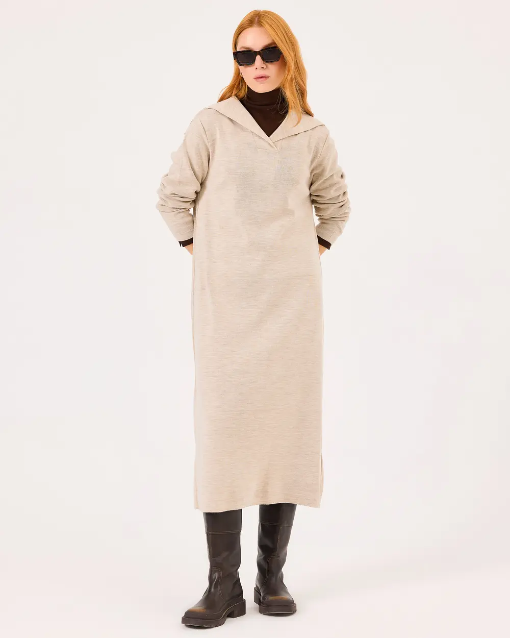 Long Sleeve Midi Length Sweater Dress