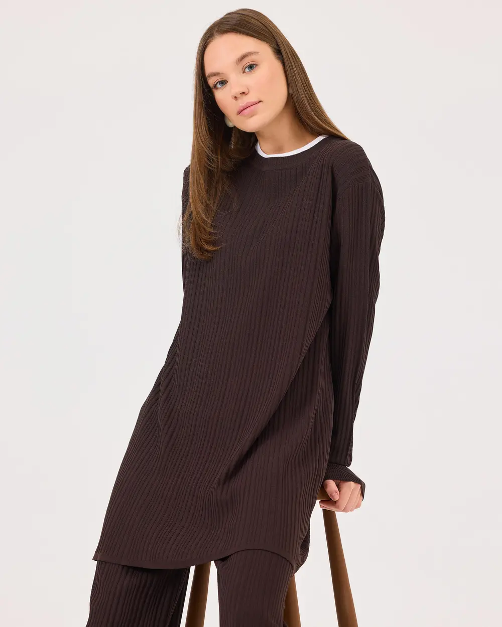 Ribbed Top and Bottom Knitwear Set