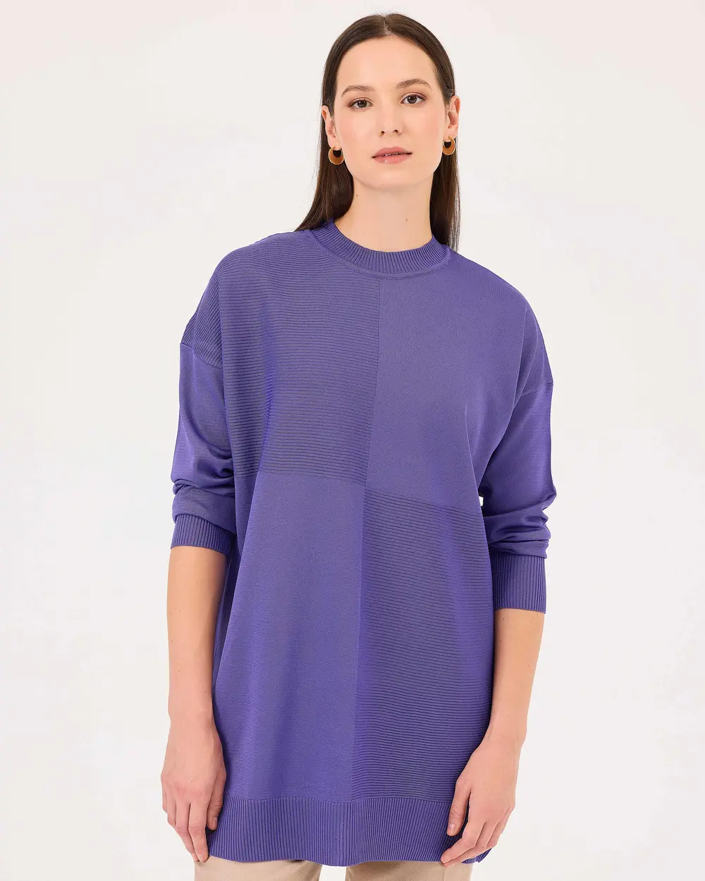 Zero Neck Long Sleeve Sweater Tunic