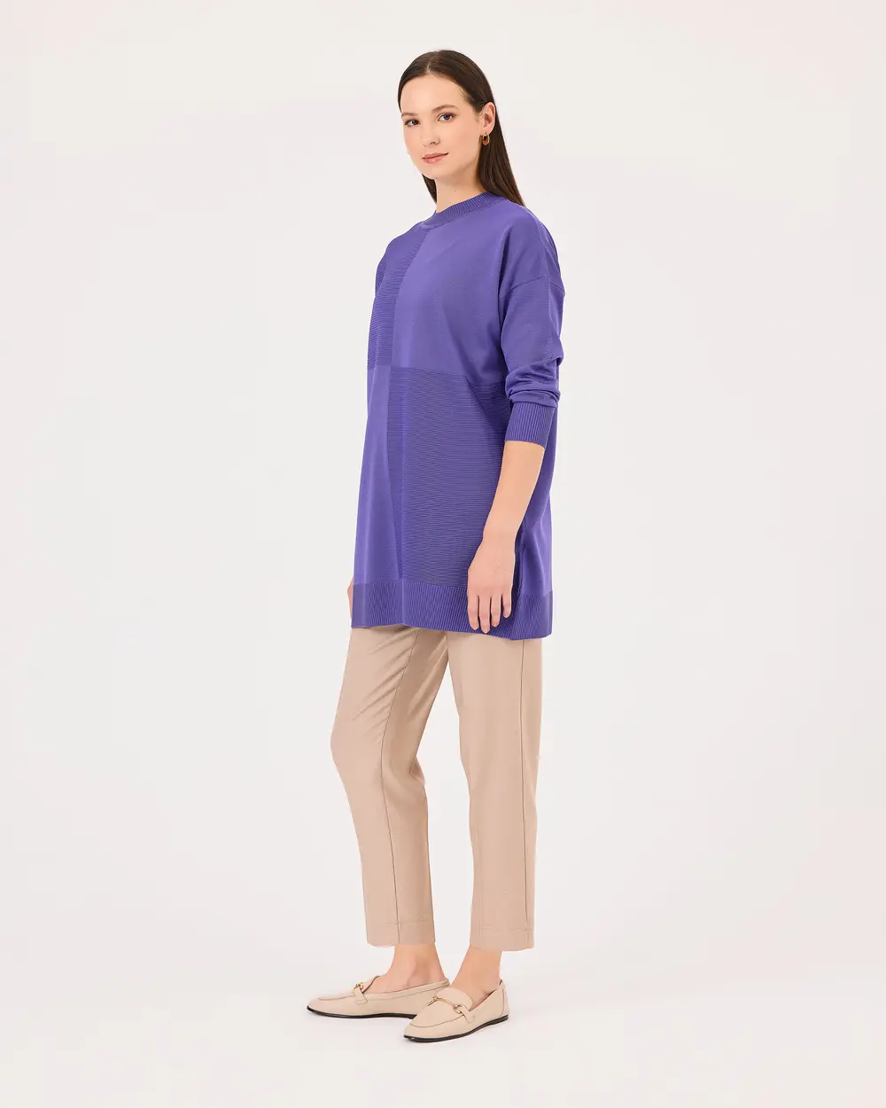 Zero Neck Long Sleeve Sweater Tunic