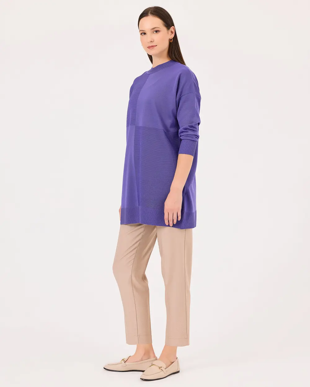 Zero Neck Long Sleeve Sweater Tunic