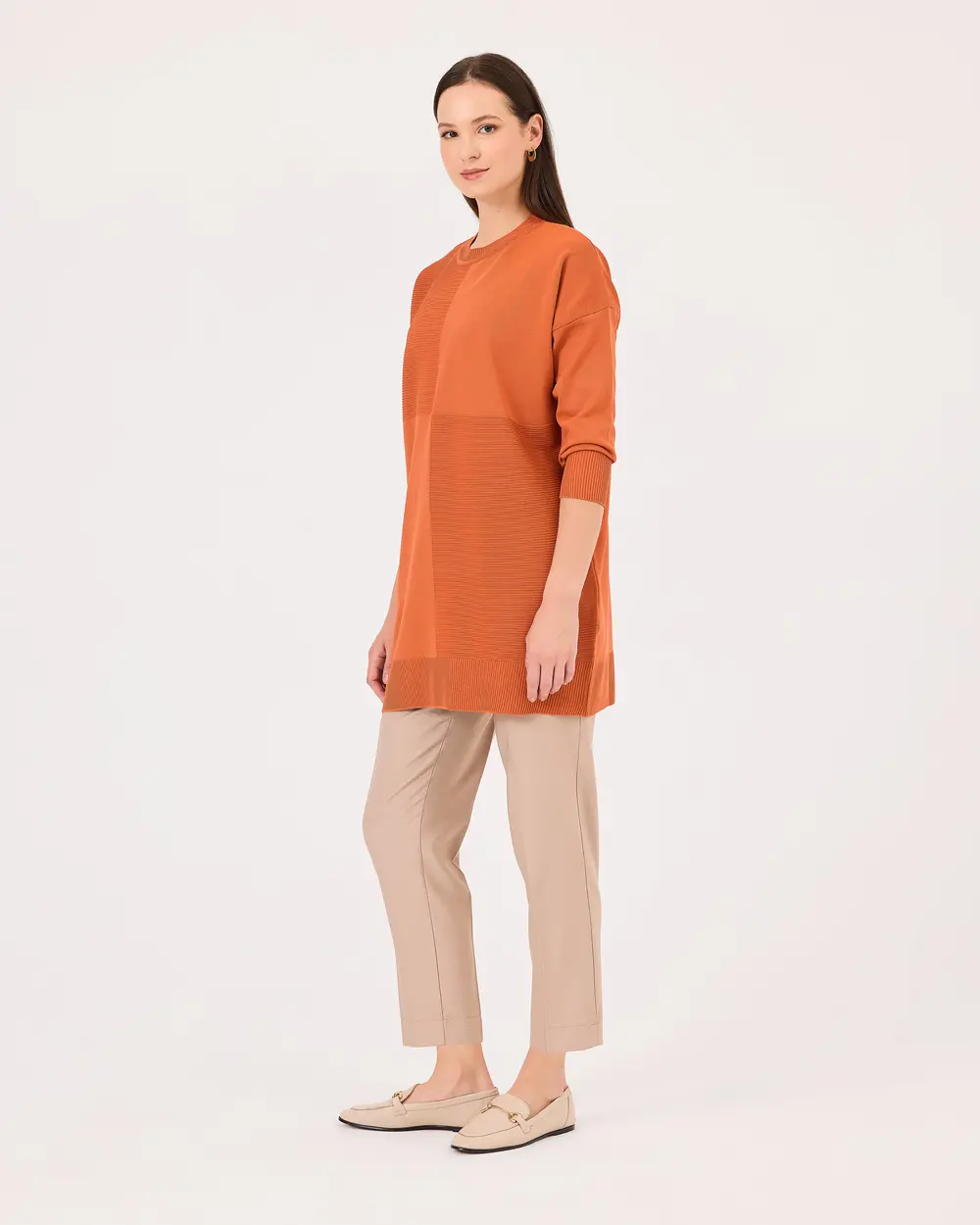 Zero Neck Long Sleeve Sweater Tunic