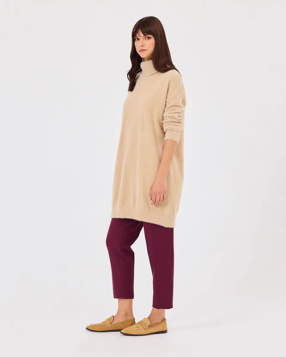 Turtleneck Under Thigh Sweater Tunic