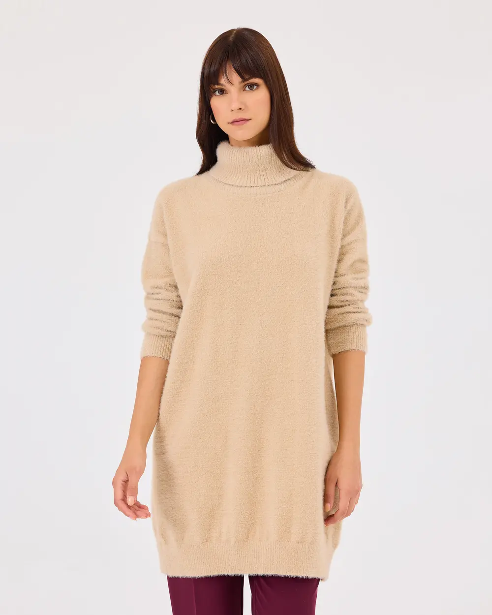 Turtleneck Under Thigh Sweater Tunic