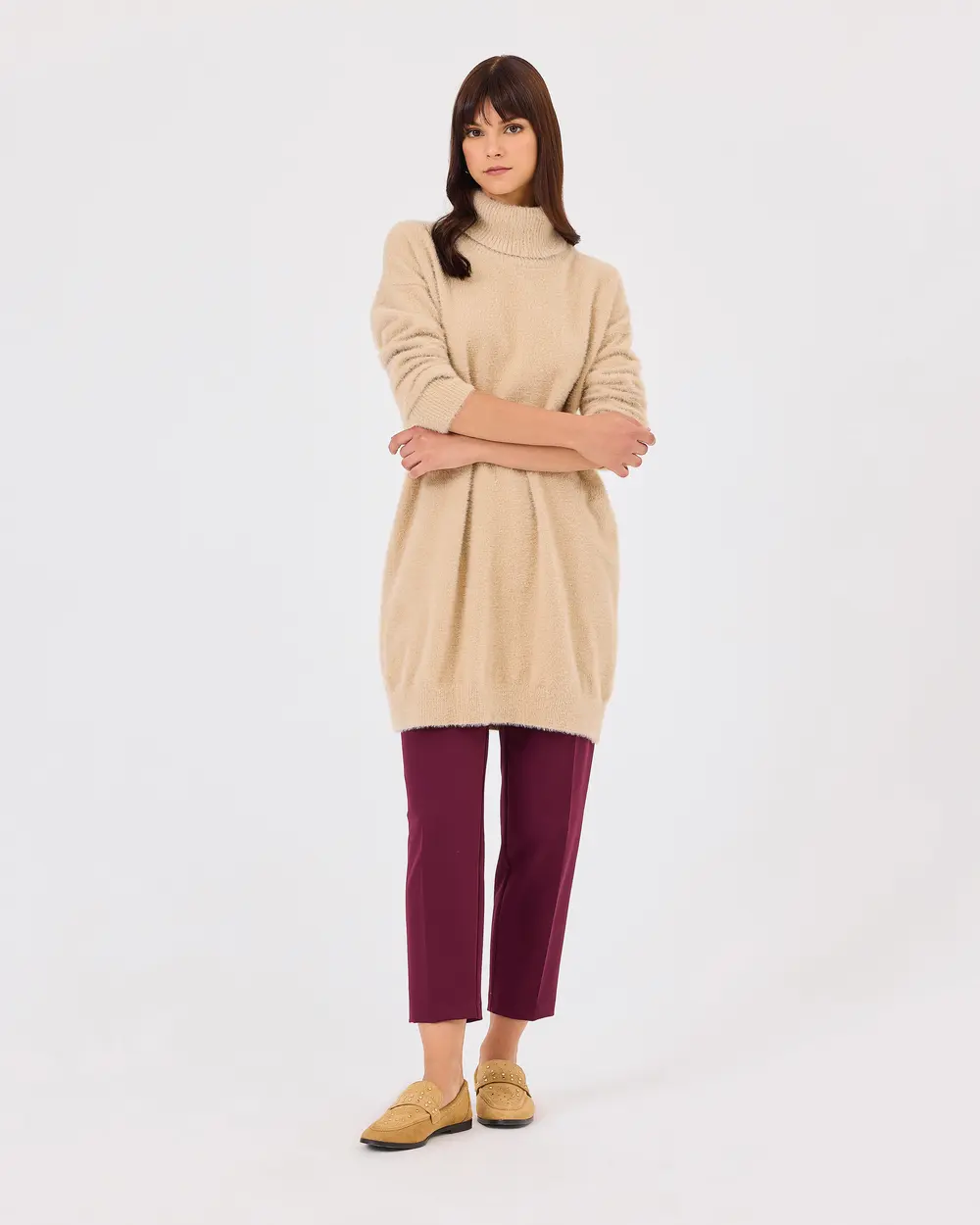 Turtleneck Under Thigh Sweater Tunic