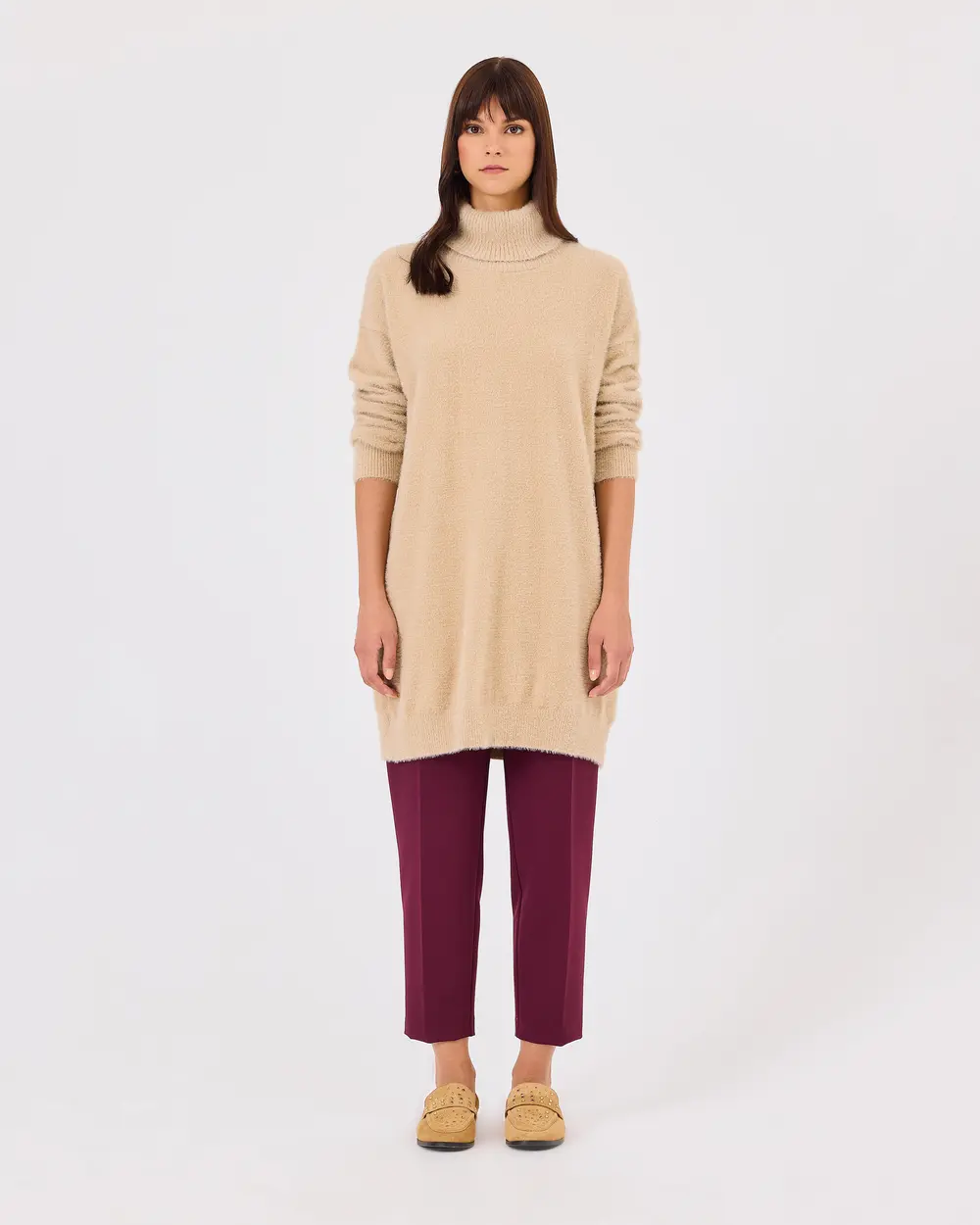 Turtleneck Under Thigh Sweater Tunic