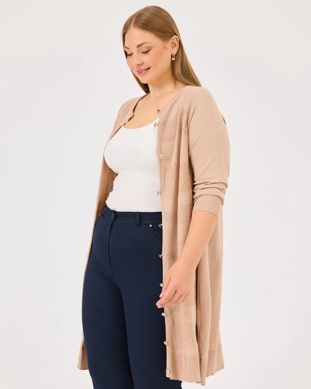 Plus Size Buttoned Sweater Cardigan