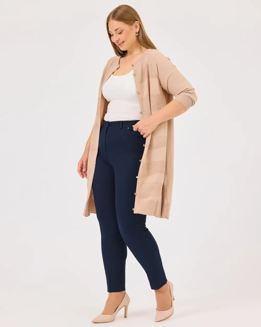 Plus Size Buttoned Sweater Cardigan