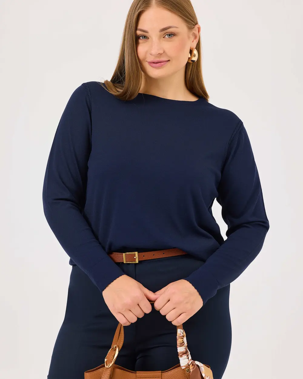 Plus Size Long Sleeve Sweater Blouse