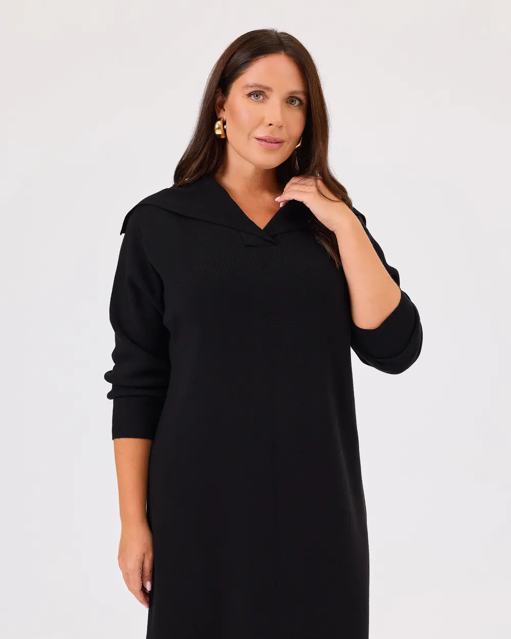 Plus Size Long Sleeve Midi Length Sweater Dress