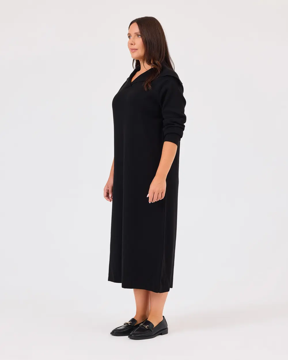 Plus Size Long Sleeve Midi Length Sweater Dress