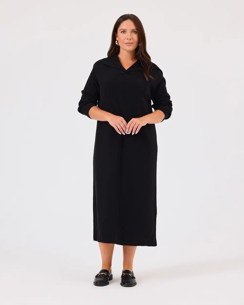 Plus Size Long Sleeve Midi Length Sweater Dress