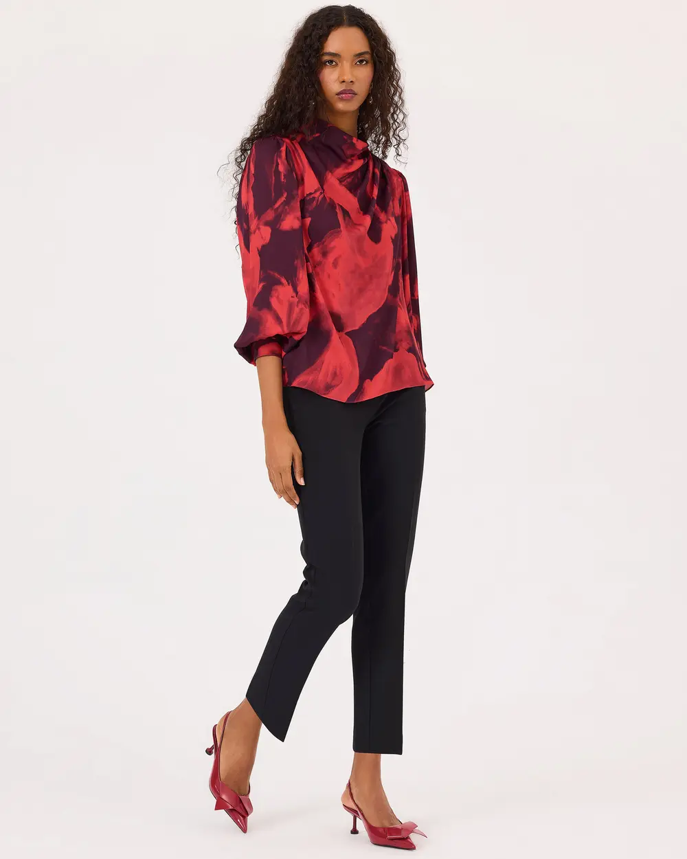 Patterned Degaje Collar Blouse