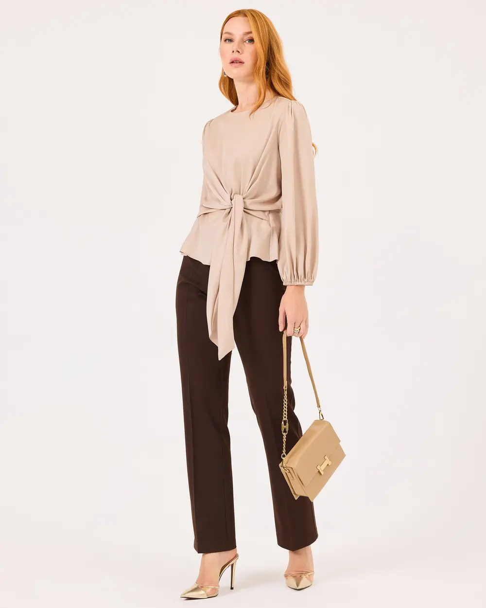 Long Sleeve Blouse with Ties