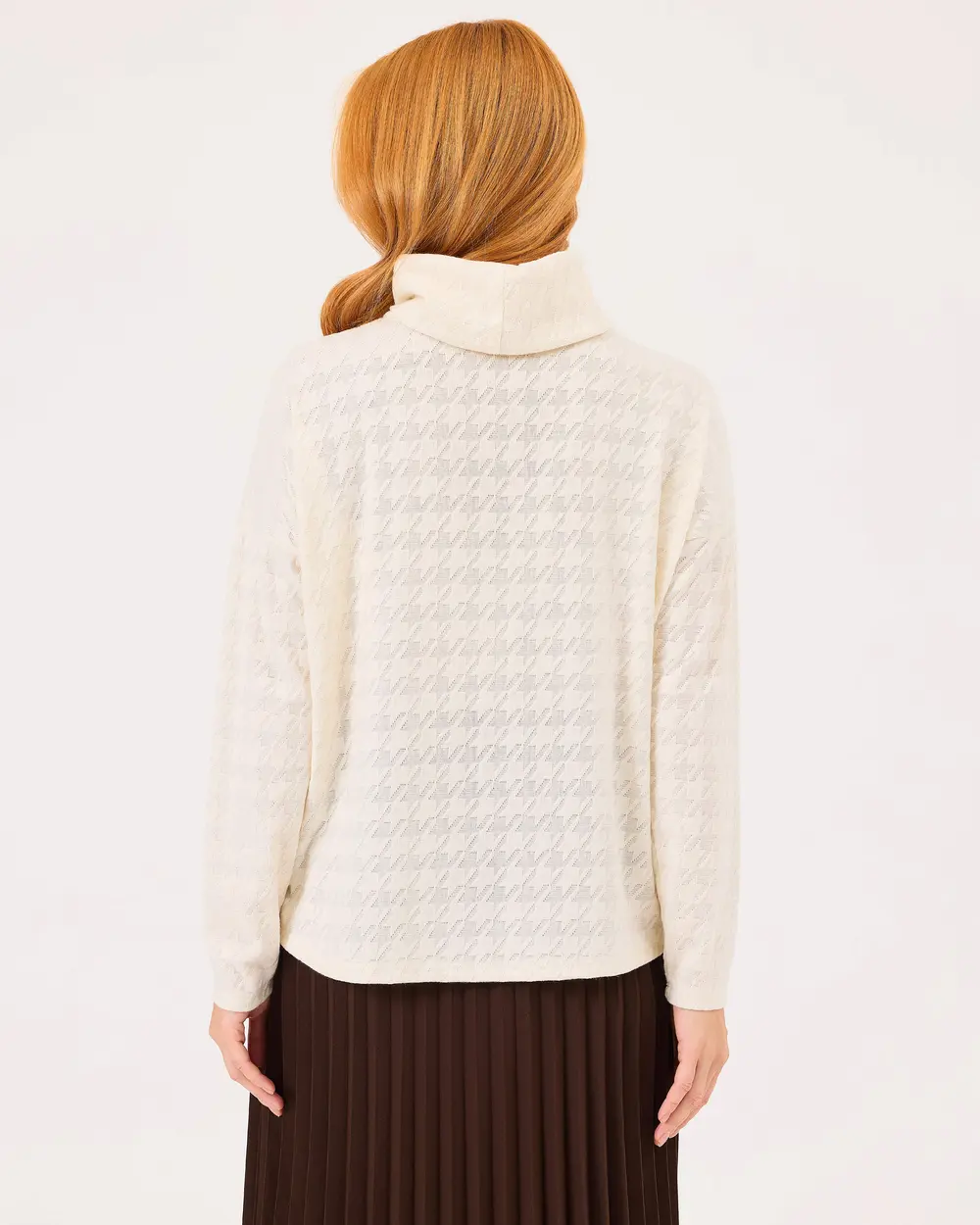 Patterned Full Turtleneck Blouse