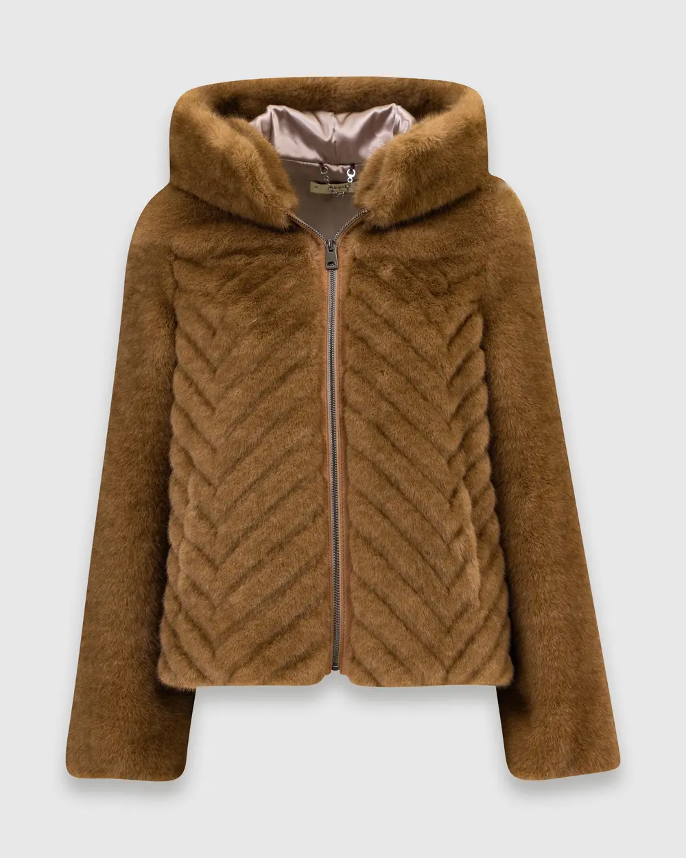 Plush Coat with Hooded Pocket