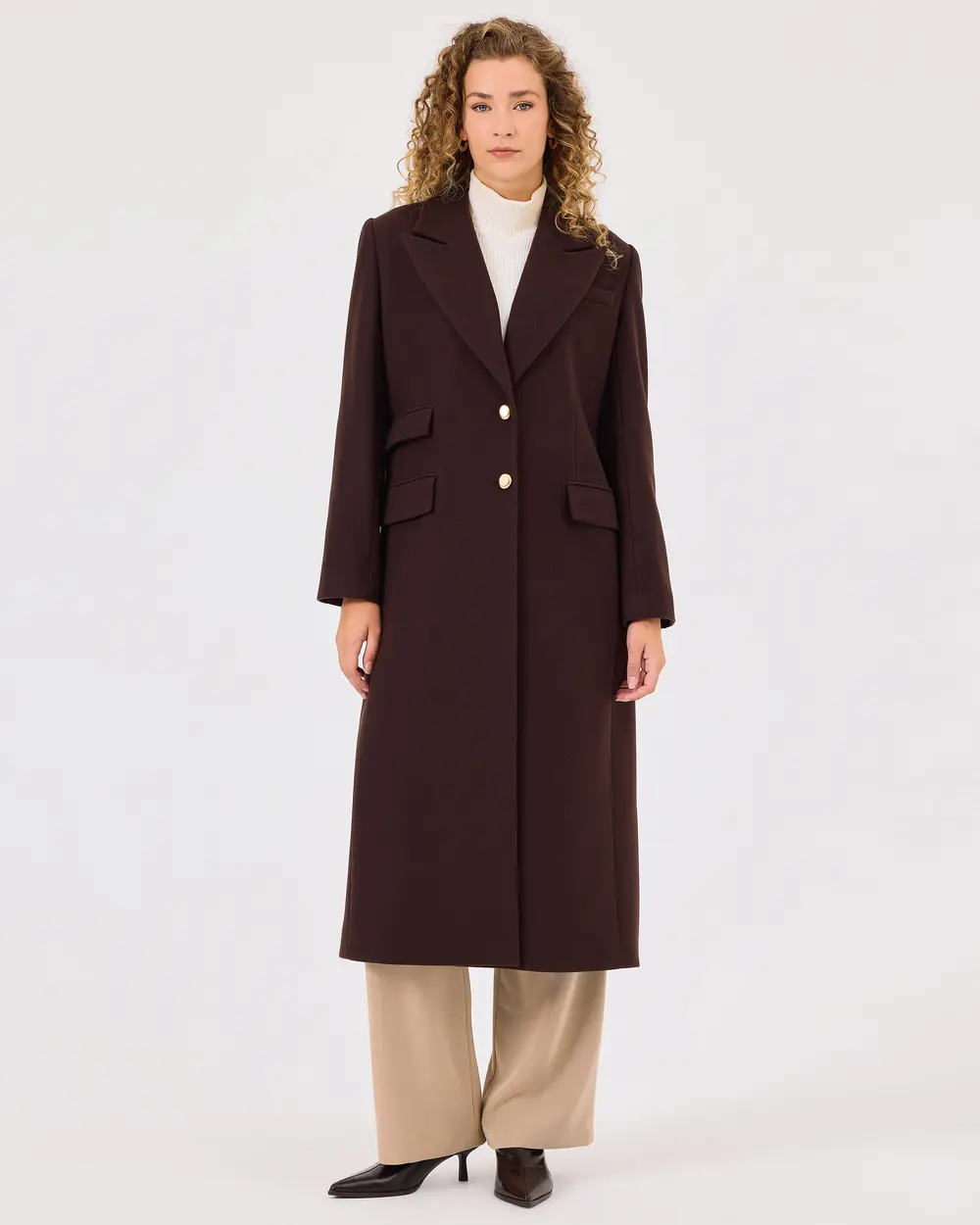 Jacket Collar Double Button Lined Coat