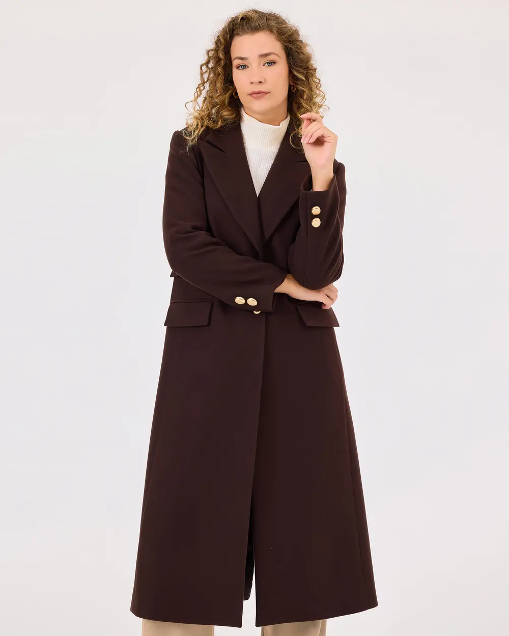 Jacket Collar Double Button Lined Coat