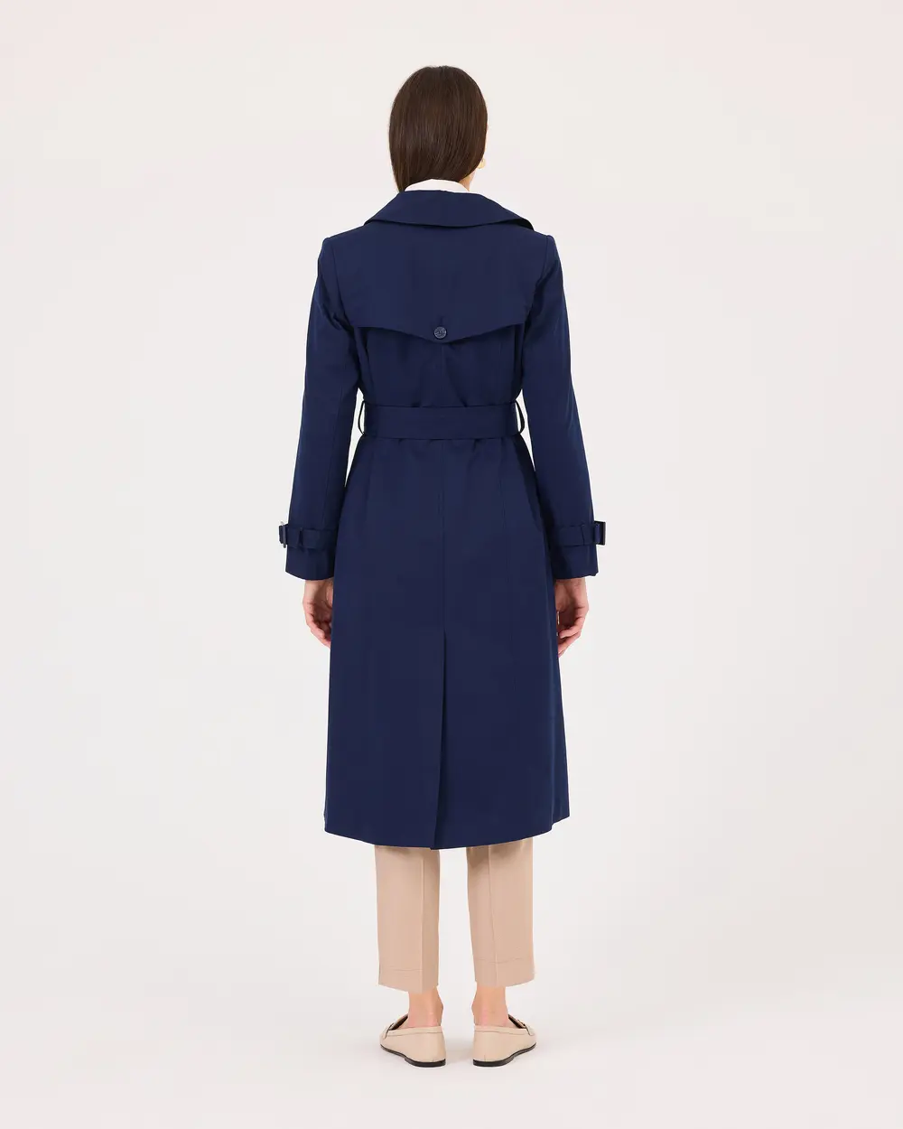 Double-breasted Collar Belted Trench Coat