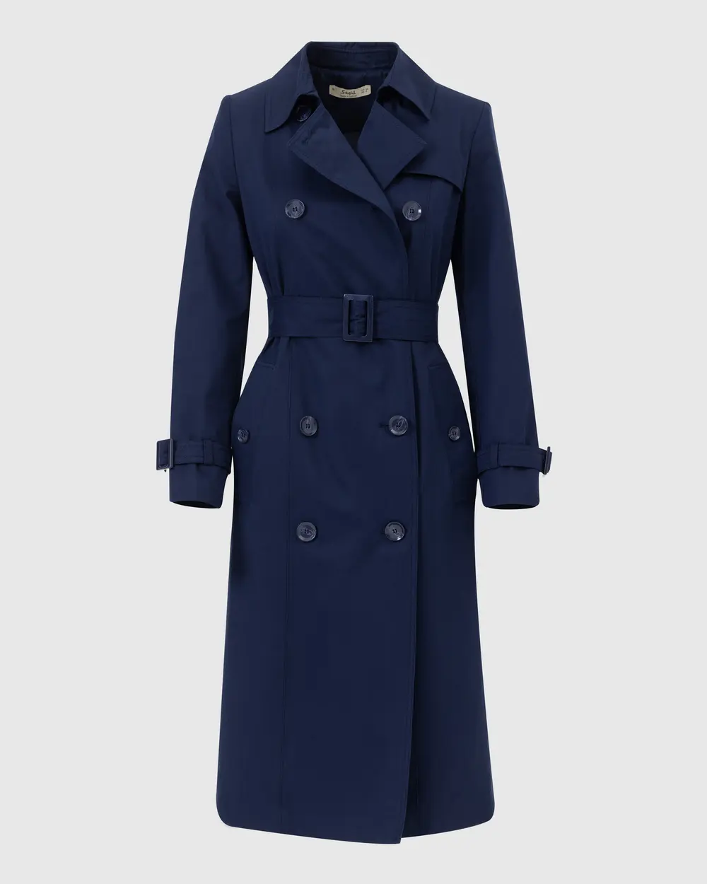 Double-breasted Collar Belted Trench Coat