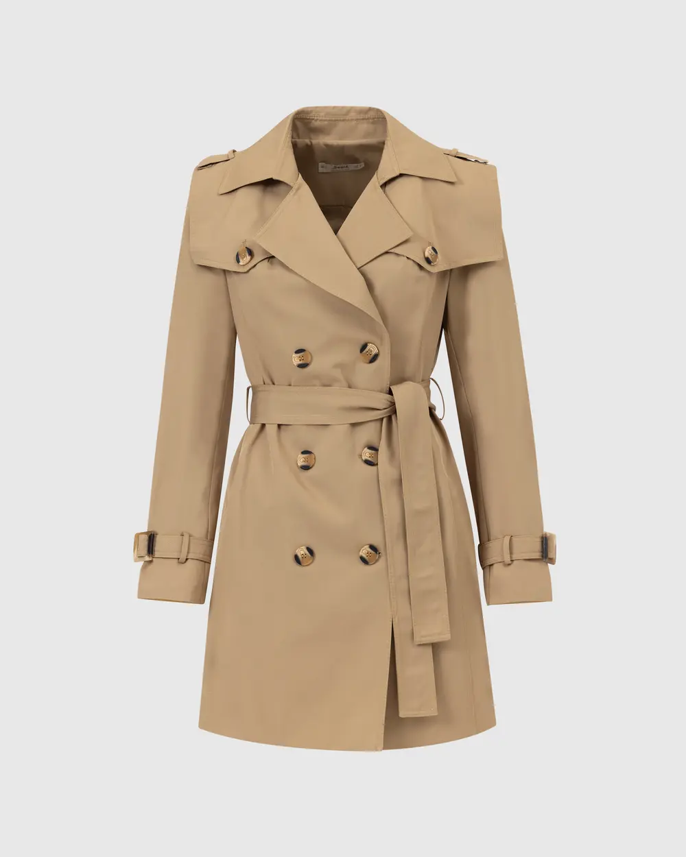 Buttoned Trench Coat with Belt