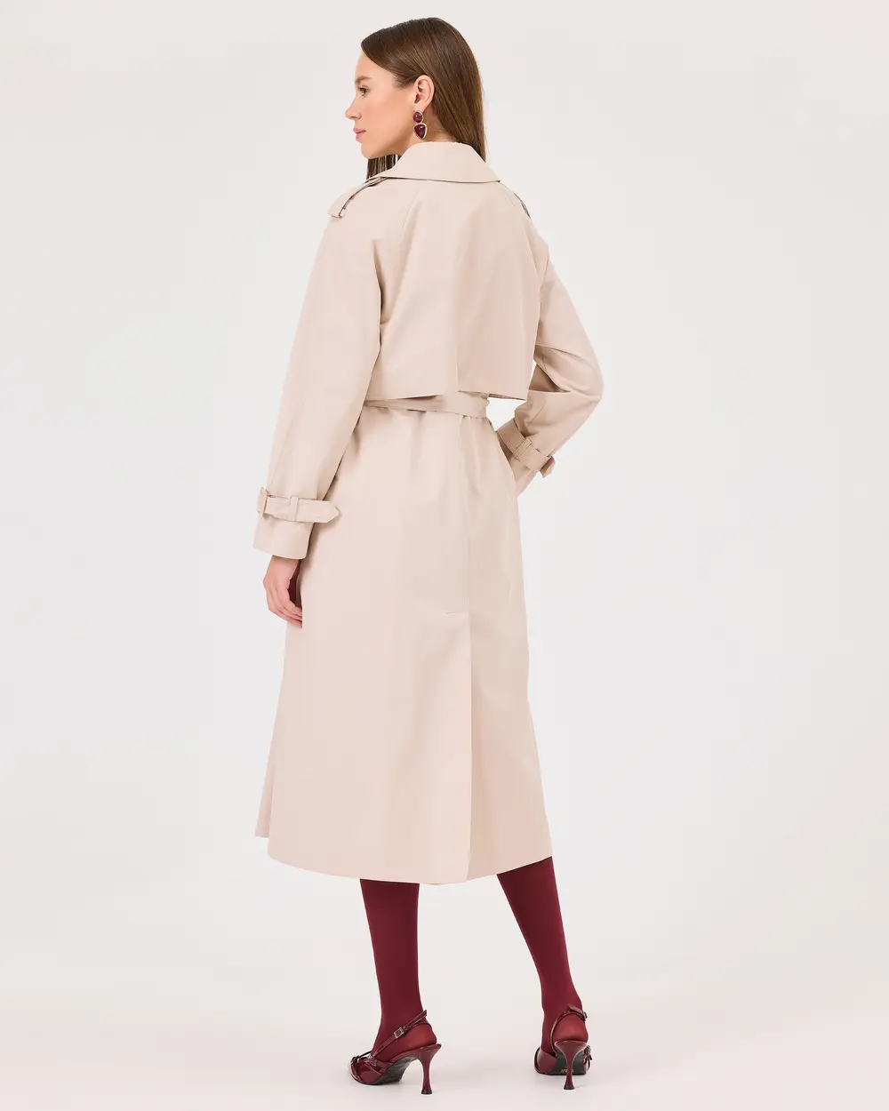 Double-breasted Collar Pocket Belted Trench Coat