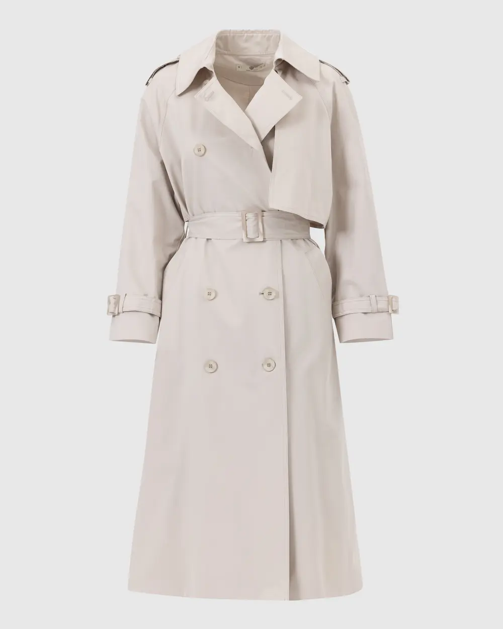 Double-breasted Collar Pocket Belted Trench Coat