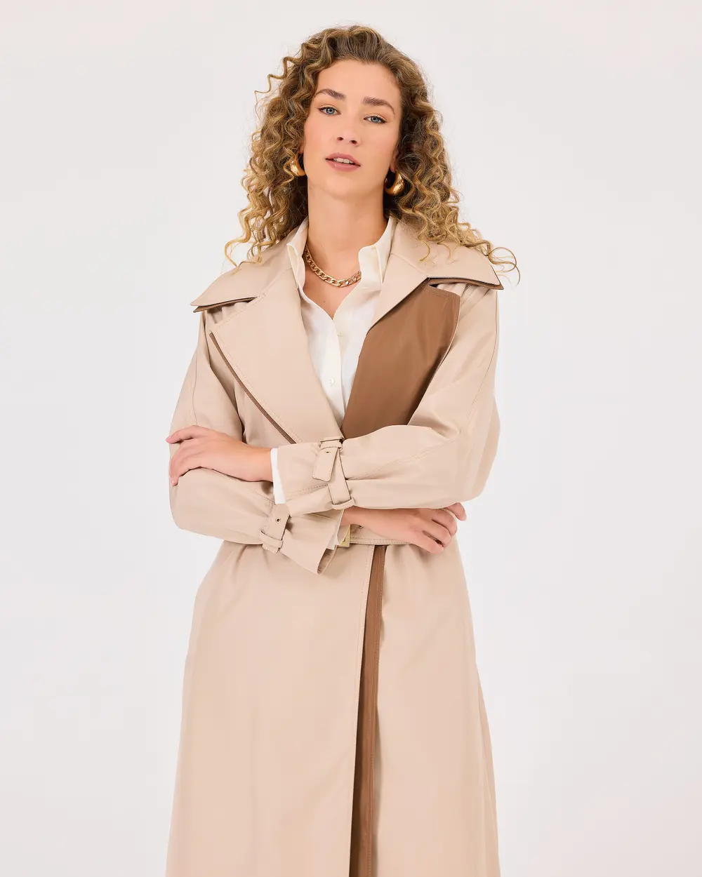 Double-breasted Collar Lined Trench Coat