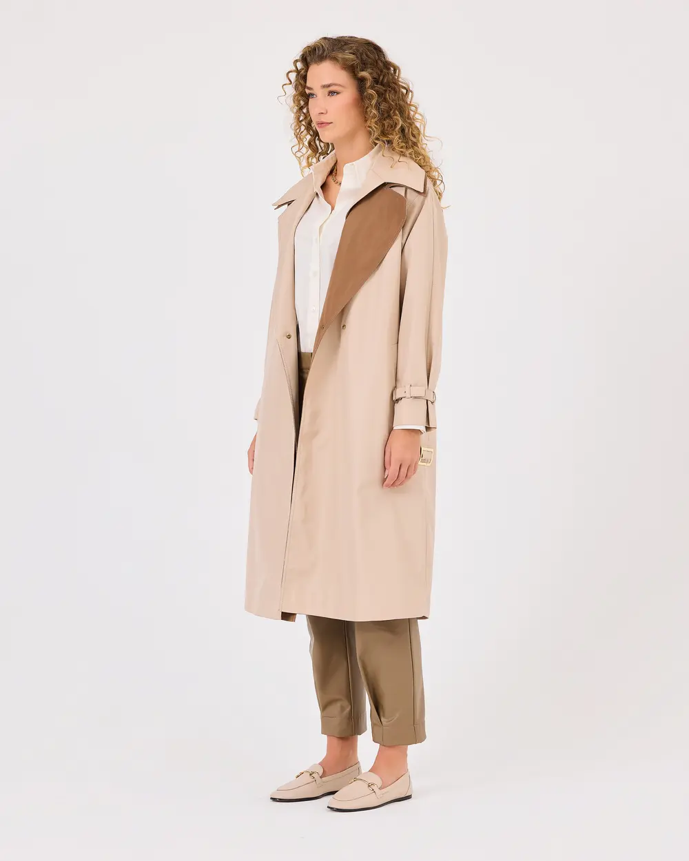 Double-breasted Collar Lined Trench Coat