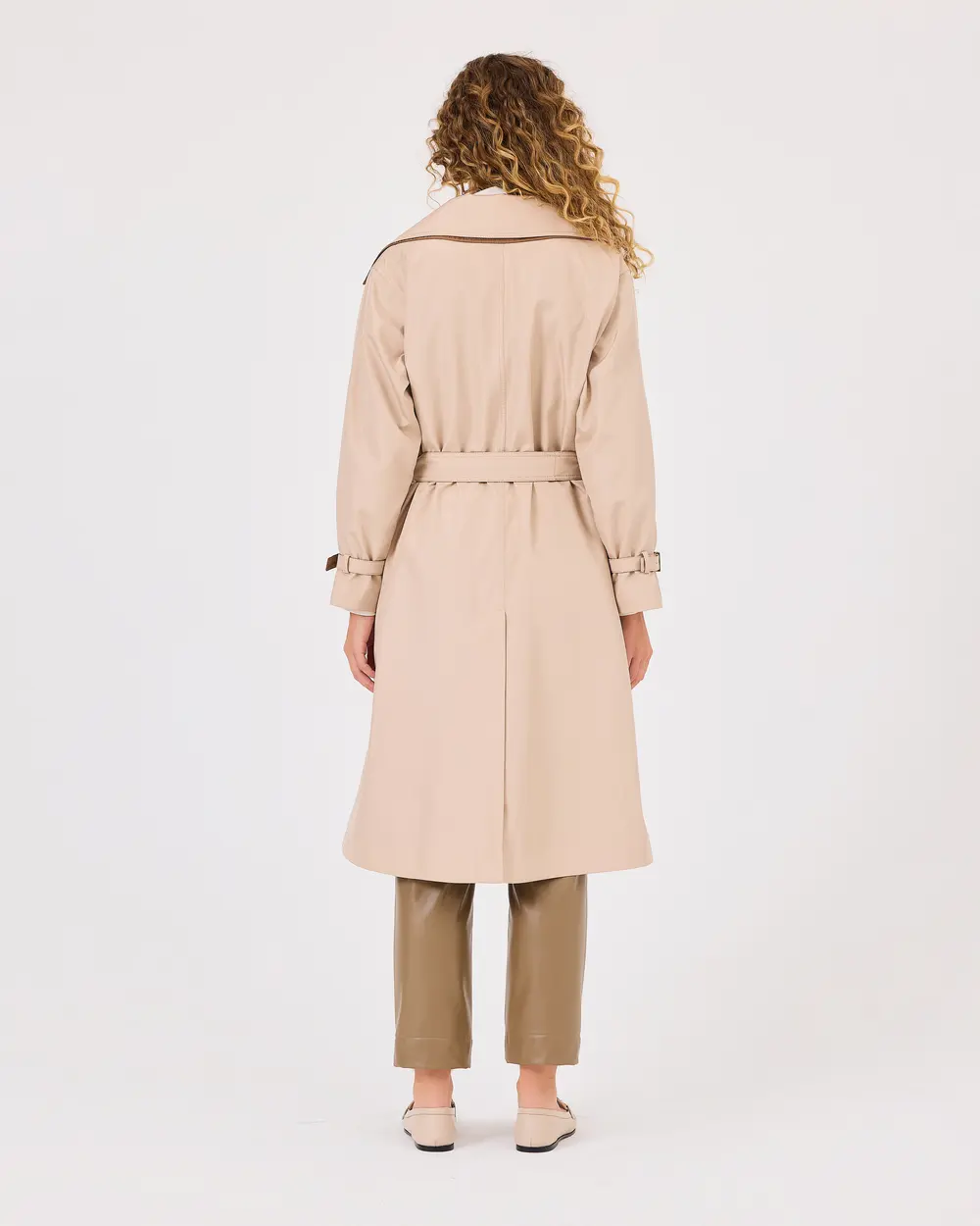 Double-breasted Collar Lined Trench Coat