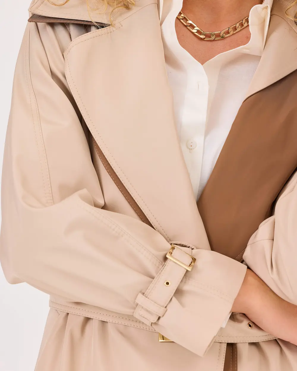 Double-breasted Collar Lined Trench Coat