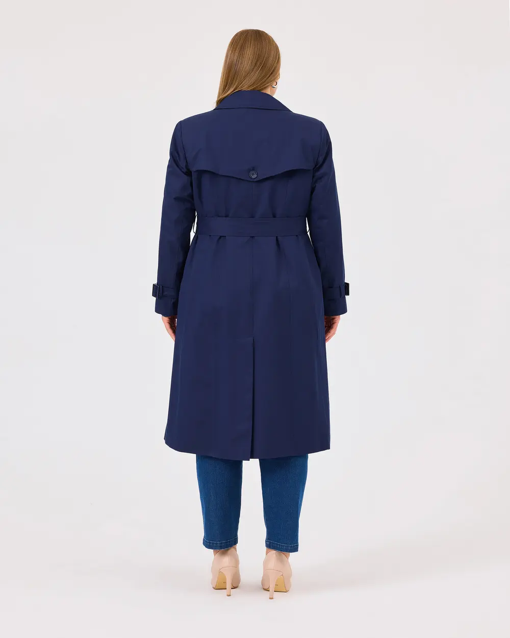 Plus Size Button Detailed Trench Coat with Pockets