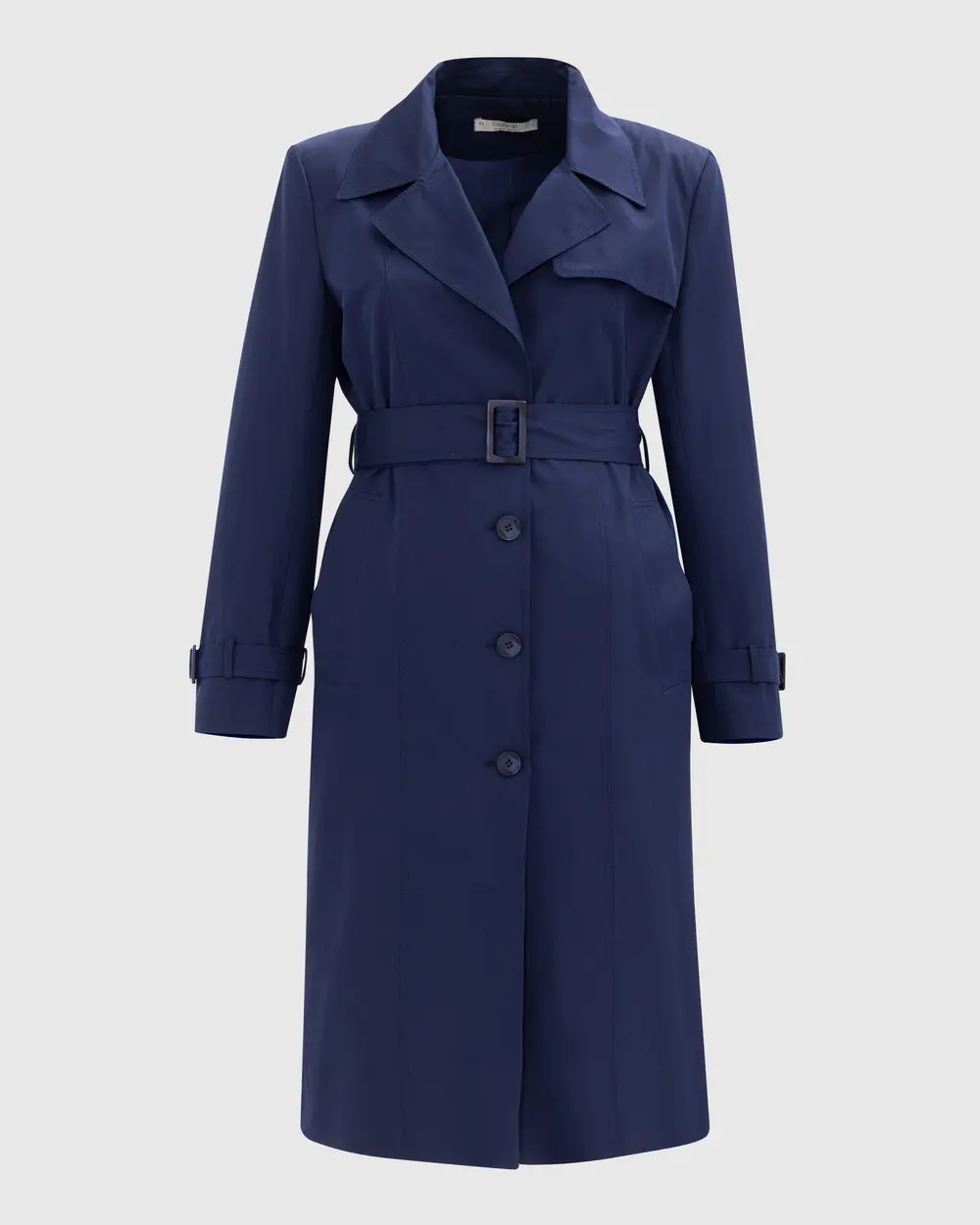 Plus Size Button Detailed Trench Coat with Pockets