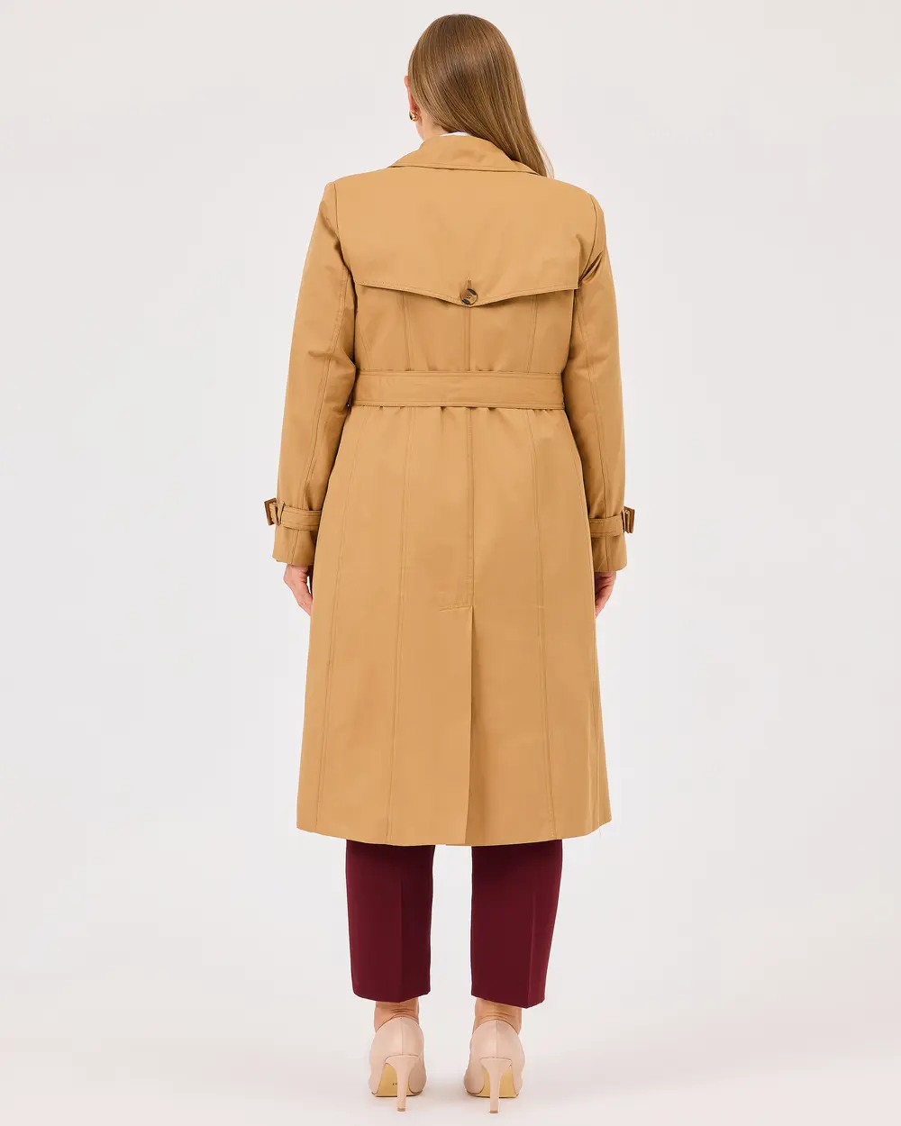 Plus Size Button Detailed Trench Coat with Pockets